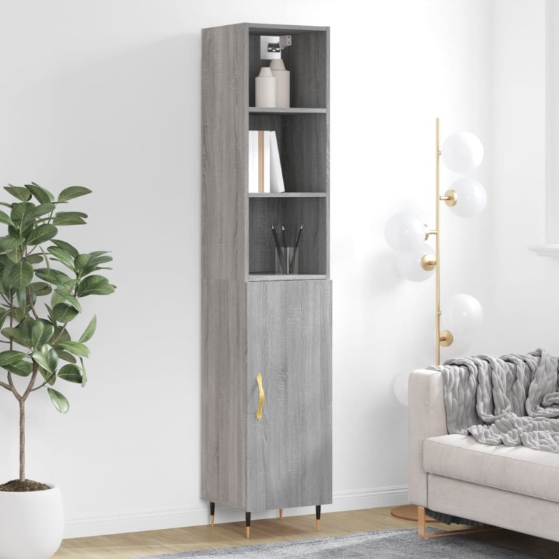 vidaXL Highboard Grau Sonoma 34,5x34x180 cm Holzwerkstoff vidaXL Highboard Grau Sonoma 34,5x34x180 cm Holzwerkstoff
