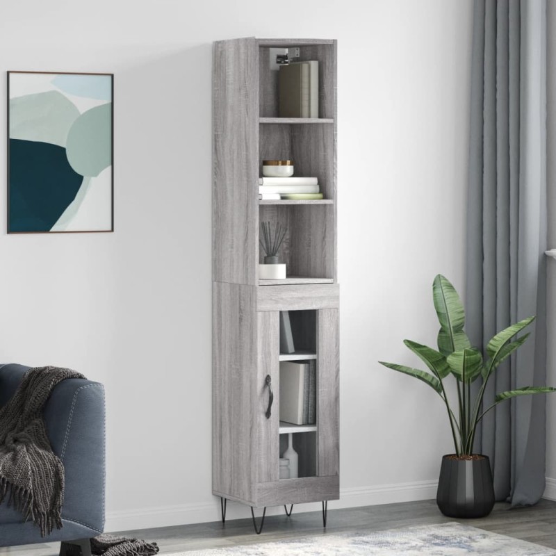 vidaXL Highboard Grau Sonoma 34,5x34x180 cm Holzwerkstoff vidaXL Highboard Grau Sonoma 34,5x34x180 cm Holzwerkstoff