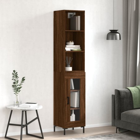 vidaXL Highboard Braun Eichen-Optik 34,5x34x180 cm Holzwerkstoff
