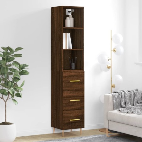 vidaXL Highboard Braun Eichen-Optik 34,5x34x180 cm Holzwerkstoff