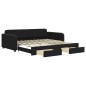 vidaXL Tagesbett Ausziehbar mit Schubladen Schwarz 100x200 cm Samt vidaXL Tagesbett Ausziehbar mit Schubladen Schwarz 100x200 cm Samt