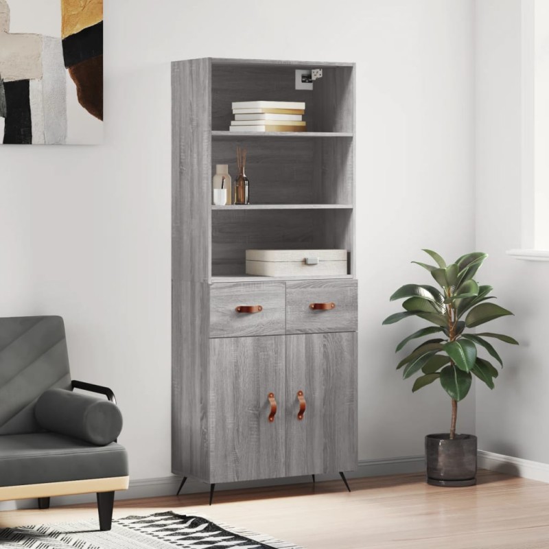 vidaXL Highboard Grau Sonoma 69,5x34x180 cm Holzwerkstoff vidaXL Highboard Grau Sonoma 69,5x34x180 cm Holzwerkstoff