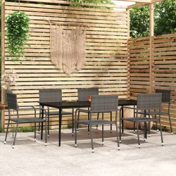 vidaXL 7-tlg. Garten-Essgruppe Grau