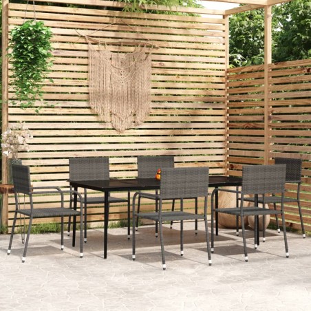 vidaXL 7-tlg. Garten-Essgruppe Grau