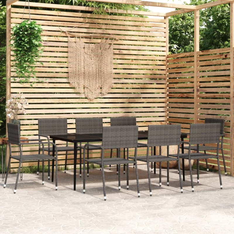 vidaXL 9-tlg. Garten-Essgruppe Grau vidaXL 9-tlg. Garten-Essgruppe Grau