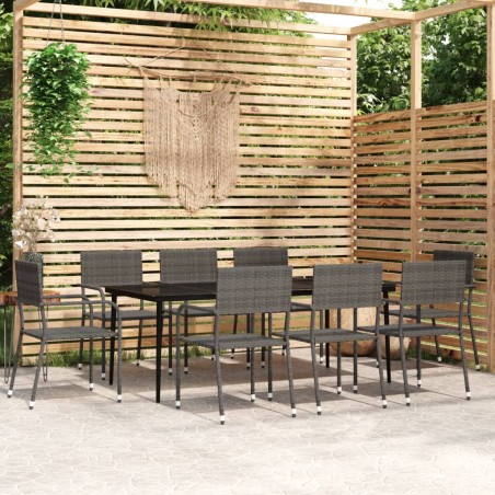 vidaXL 9-tlg. Garten-Essgruppe Grau