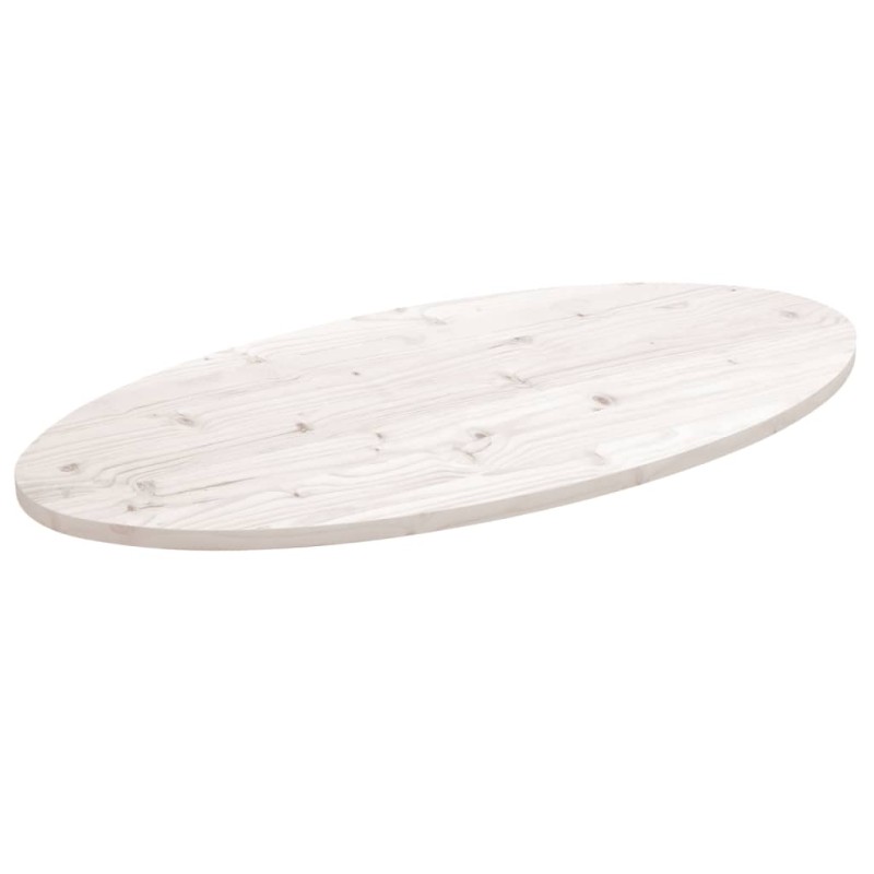 Tischplatte Weiß 100x50x2,5 cm Massivholz Kiefer Oval Tischplatte Weiß 100x50x2,5 cm Massivholz Kiefer Oval