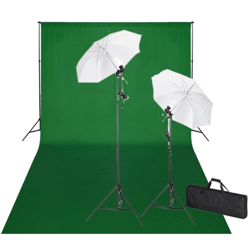 vidaXL Fotostudio-Set mit Grünem Hintergrund 600×300 & Leuchten vidaXL Fotostudio-Set mit Grünem Hintergrund 600×300 & Leuchten