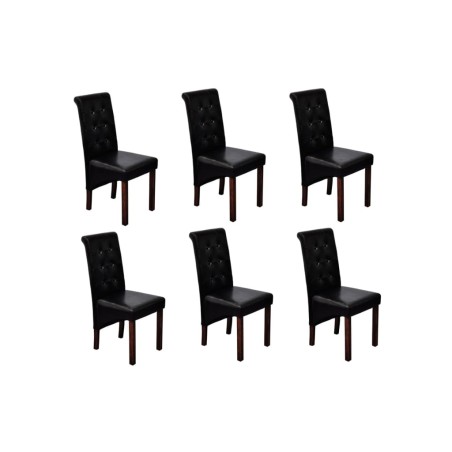  vidaXL Esszimmerstühle 6 Stk. Schwarz Kunstleder
