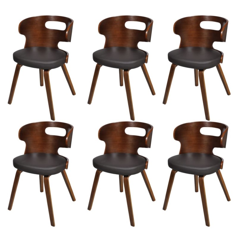 vidaXL Esszimmerstühle 6 Stk. Braun Kunstleder vidaXL Esszimmerstühle 6 Stk. Braun Kunstleder