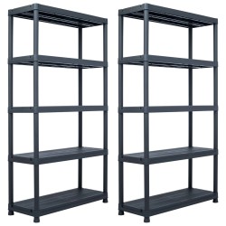 vidaXL Lagerregale 2 Stk. Schwarz 250 kg 80 x 40 x 180 cm Kunststoff