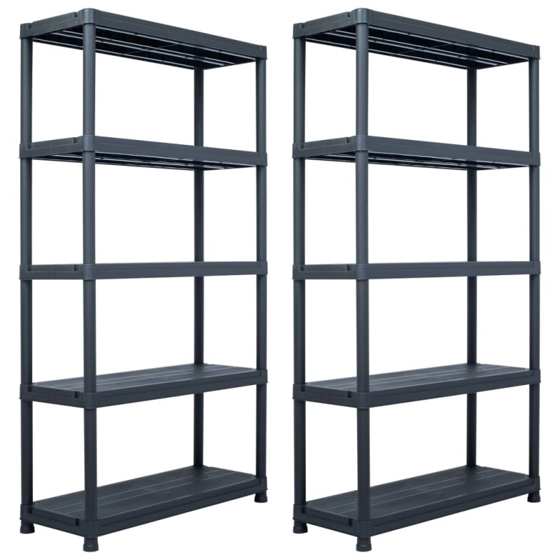 vidaXL Lagerregale 2 Stk. Schwarz 250 kg 80 x 40 x 180 cm Kunststoff vidaXL Lagerregale 2 Stk. Schwarz 250 kg 80 x 40 x 180 cm Kunststoff