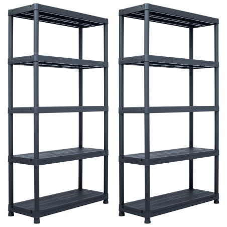 vidaXL Lagerregale 2 Stk. Schwarz 250 kg 80 x 40 x 180 cm Kunststoff