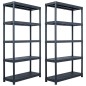 vidaXL Lagerregale 2 Stk. Schwarz 250 kg 80 x 40 x 180 cm Kunststoff vidaXL Lagerregale 2 Stk. Schwarz 250 kg 80 x 40 x 180 cm Kunststoff