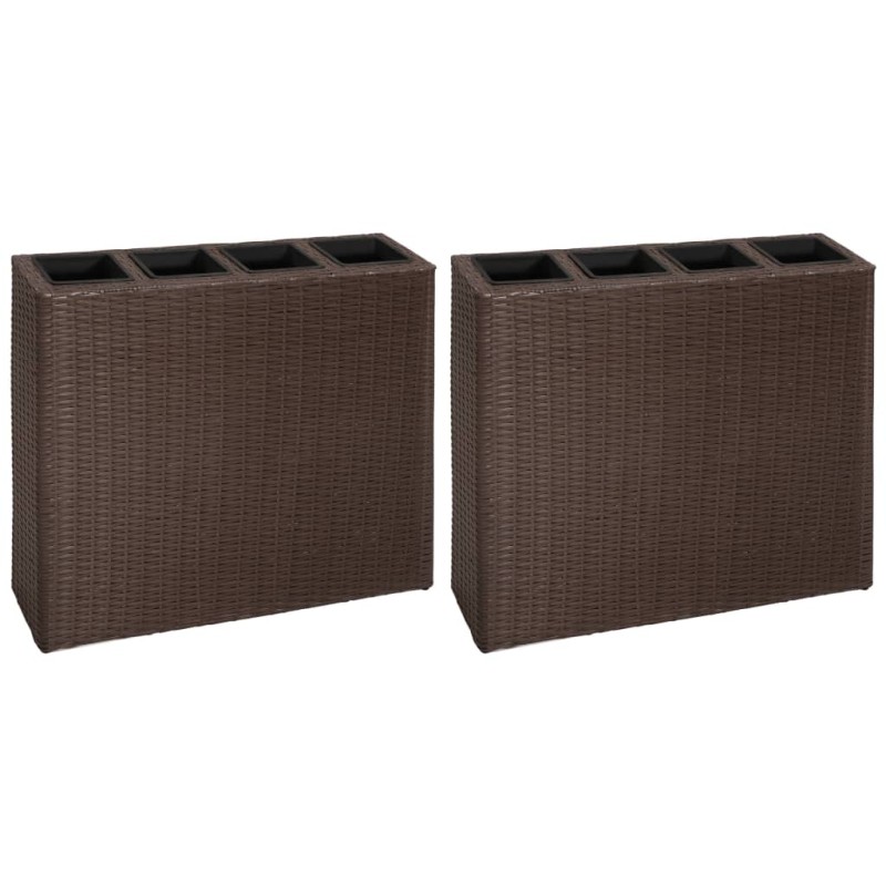 vidaXL Garten-Hochbeet mit 4 Töpfen 2 Stk. Poly Rattan Braun vidaXL Garten-Hochbeet mit 4 Töpfen 2 Stk. Poly Rattan Braun