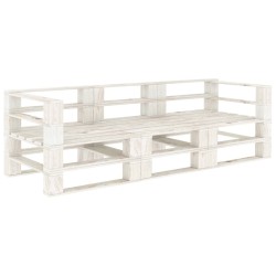 vidaXL Garten-Palettensofa 3-Sitzer Weiß Holz