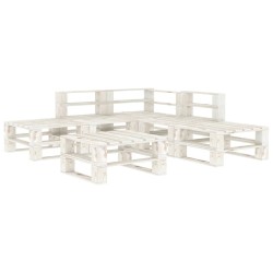 vidaXL 6-tlg. Garten-Lounge-Set aus Paletten Holz Weiß