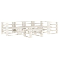 vidaXL 6-tlg. Garten-Lounge-Set aus Paletten Holz Weiß