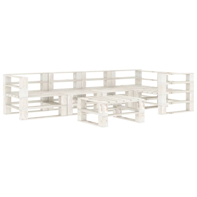 vidaXL 6-tlg. Garten-Lounge-Set aus Paletten Holz Weiß vidaXL 6-tlg. Garten-Lounge-Set aus Paletten Holz Weiß