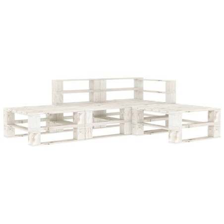 vidaXL 4-tlg. Garten-Lounge-Set aus Paletten Holz Weiß