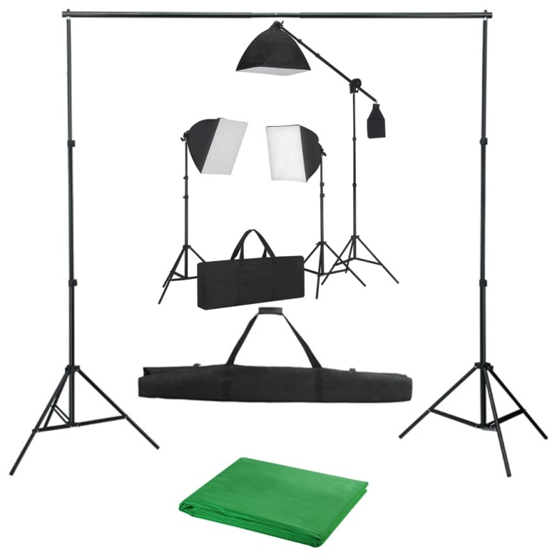 vidaXL Fotostudio-Set mit Softbox-Leuchten und Hintergrund vidaXL Fotostudio-Set mit Softbox-Leuchten und Hintergrund