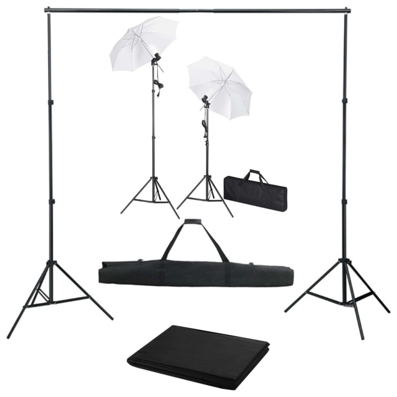 vidaXL Fotostudio-Set mit Hintergrund, Leuchten und Schirmen vidaXL Fotostudio-Set mit Hintergrund, Leuchten und Schirmen