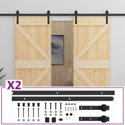 vidaXL Schiebetür mit Beschlag 80x210 cm Kiefer Massivholz