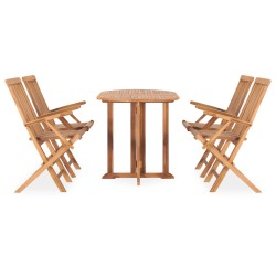 vidaXL 5-tlg. Garten-Essgruppe Klappbar Massivholz Teak