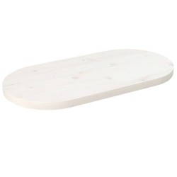 Tischplatte Weiß 60x30x2,5 cm Massivholz Kiefer Oval