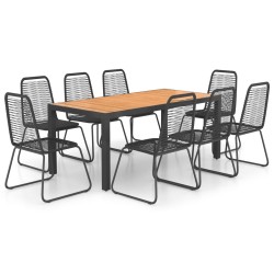 vidaXL 9-tlg. Garten-Essgruppe PVC Rattan Schwarz und Braun