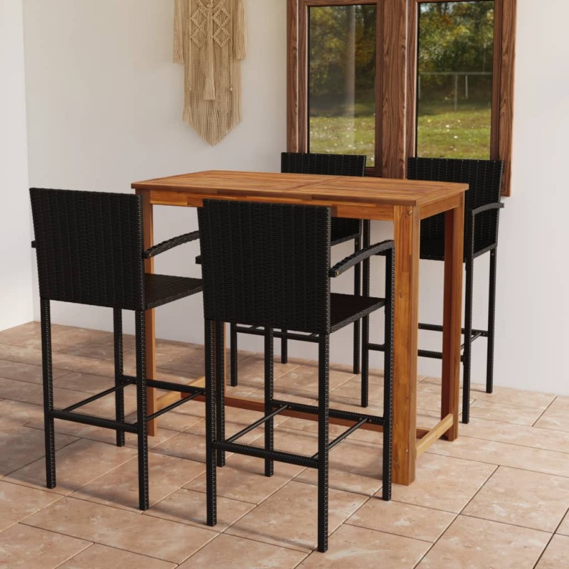 vidaXL 5-tlg. Gartenbar-Set Schwarz vidaXL 5-tlg. Gartenbar-Set Schwarz
