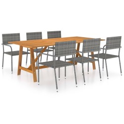 vidaXL 7-tlg. Garten-Essgruppe Grau