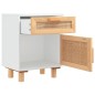 vidaXL Nachttisch Weiß Massivholz Kiefer und Natur-Rattan vidaXL Nachttisch Weiß Massivholz Kiefer und Natur-Rattan
