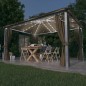 vidaXL Pavillon mit Vorhängen & LED-Lichterkette 400x300 cm Taupe Alu vidaXL Pavillon mit Vorhängen & LED-Lichterkette 400x300 cm Taupe Alu