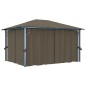 vidaXL Pavillon mit Vorhängen & LED-Lichterkette 400x300 cm Taupe Alu vidaXL Pavillon mit Vorhängen & LED-Lichterkette 400x300 cm Taupe Alu