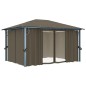 vidaXL Pavillon mit Vorhängen & LED-Lichterkette 400x300 cm Taupe Alu vidaXL Pavillon mit Vorhängen & LED-Lichterkette 400x300 cm Taupe Alu
