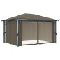 vidaXL Pavillon mit Vorhängen & LED-Lichterkette 400x300 cm Taupe Alu vidaXL Pavillon mit Vorhängen & LED-Lichterkette 400x300 cm Taupe Alu