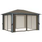 vidaXL Pavillon mit Vorhängen & LED-Lichterkette 400x300 cm Taupe Alu vidaXL Pavillon mit Vorhängen & LED-Lichterkette 400x300 cm Taupe Alu