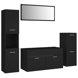 vidaXL Badmöbel-Set Schwarz Holzwerkstoff