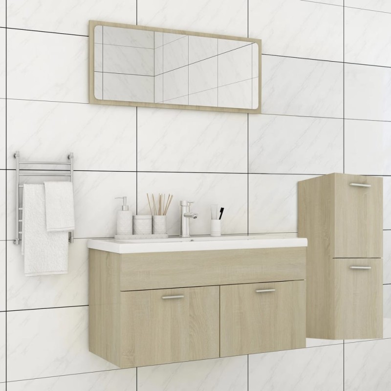 vidaXL Badmöbel-Set Sonoma-Eiche Holzwerkstoff vidaXL Badmöbel-Set Sonoma-Eiche Holzwerkstoff