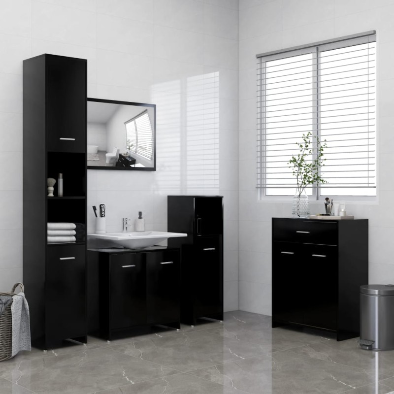 vidaXL 4-tlg. Badmöbel-Set Schwarz vidaXL 4-tlg. Badmöbel-Set Schwarz