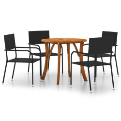 vidaXL 5-tlg. Garten-Essgruppe Schwarz