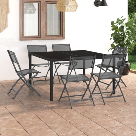 vidaXL 7-tlg. Garten-Essgruppe Stahl
