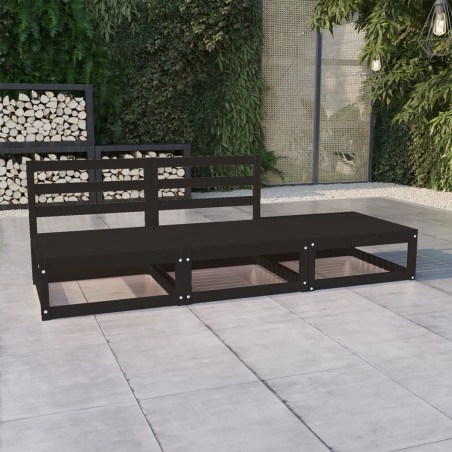 vidaXL 3-tlg. Garten-Lounge-Set Schwarz Massivholz Kiefer