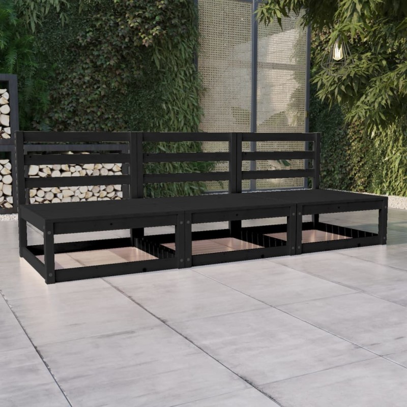 vidaXL Outdoor-Sofa 3-Sitzer Schwarz Massivholz Kiefer vidaXL Outdoor-Sofa 3-Sitzer Schwarz Massivholz Kiefer
