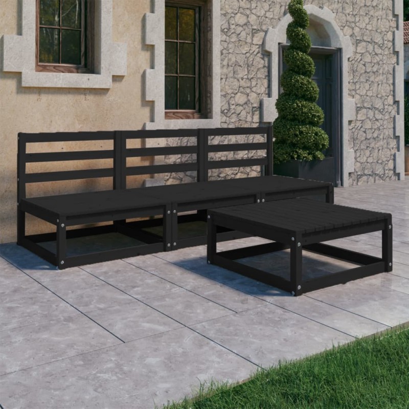 vidaXL 4-tlg. Garten-Lounge-Set Schwarz Massivholz Kiefer vidaXL 4-tlg. Garten-Lounge-Set Schwarz Massivholz Kiefer