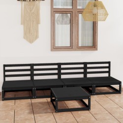 vidaXL 5-tlg. Garten-Lounge-Set Schwarz Massivholz Kiefer