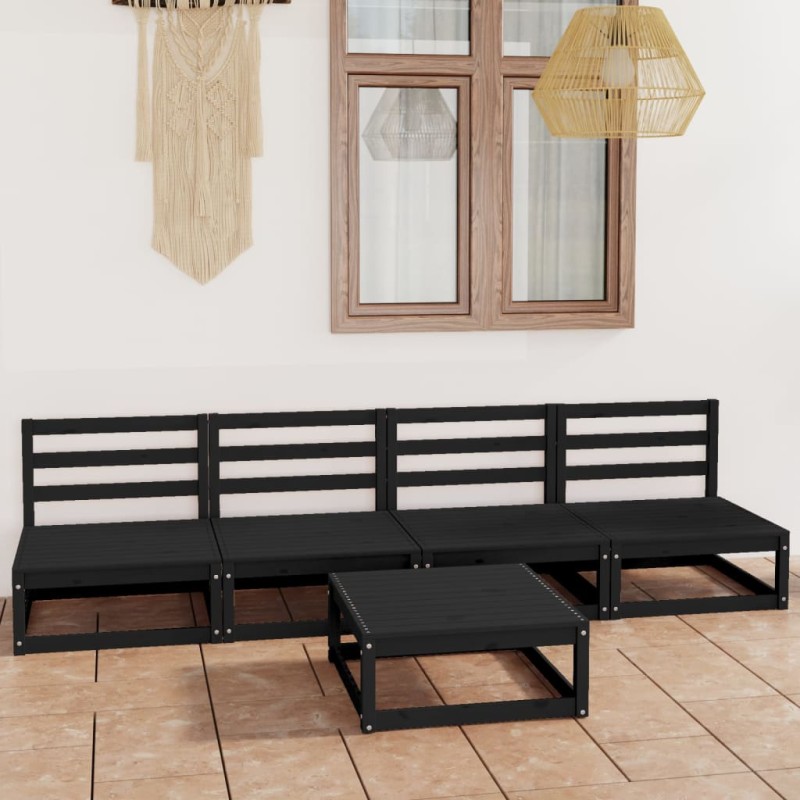 vidaXL 5-tlg. Garten-Lounge-Set Schwarz Massivholz Kiefer vidaXL 5-tlg. Garten-Lounge-Set Schwarz Massivholz Kiefer