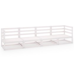 vidaXL Outdoor-Sofa 4-Sitzer Weiß Massivholz Kiefer