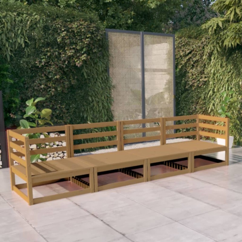 vidaXL Outdoor-Sofa 4-Sitzer Honigbraun Massivholz Kiefer vidaXL Outdoor-Sofa 4-Sitzer Honigbraun Massivholz Kiefer